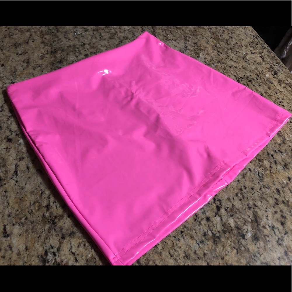 COPY - Hot Pink Bubblegum PU Leather Mini Skirt NWOT